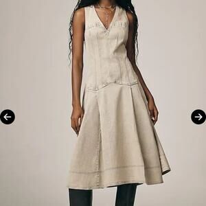 Pilcro size medium denim corset midi dress light wash drop waist